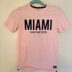 H&M NEVER WORN! "MIAMI" latitude-longitude pink Tee. US 8-10 (Boys). Fun shirt!